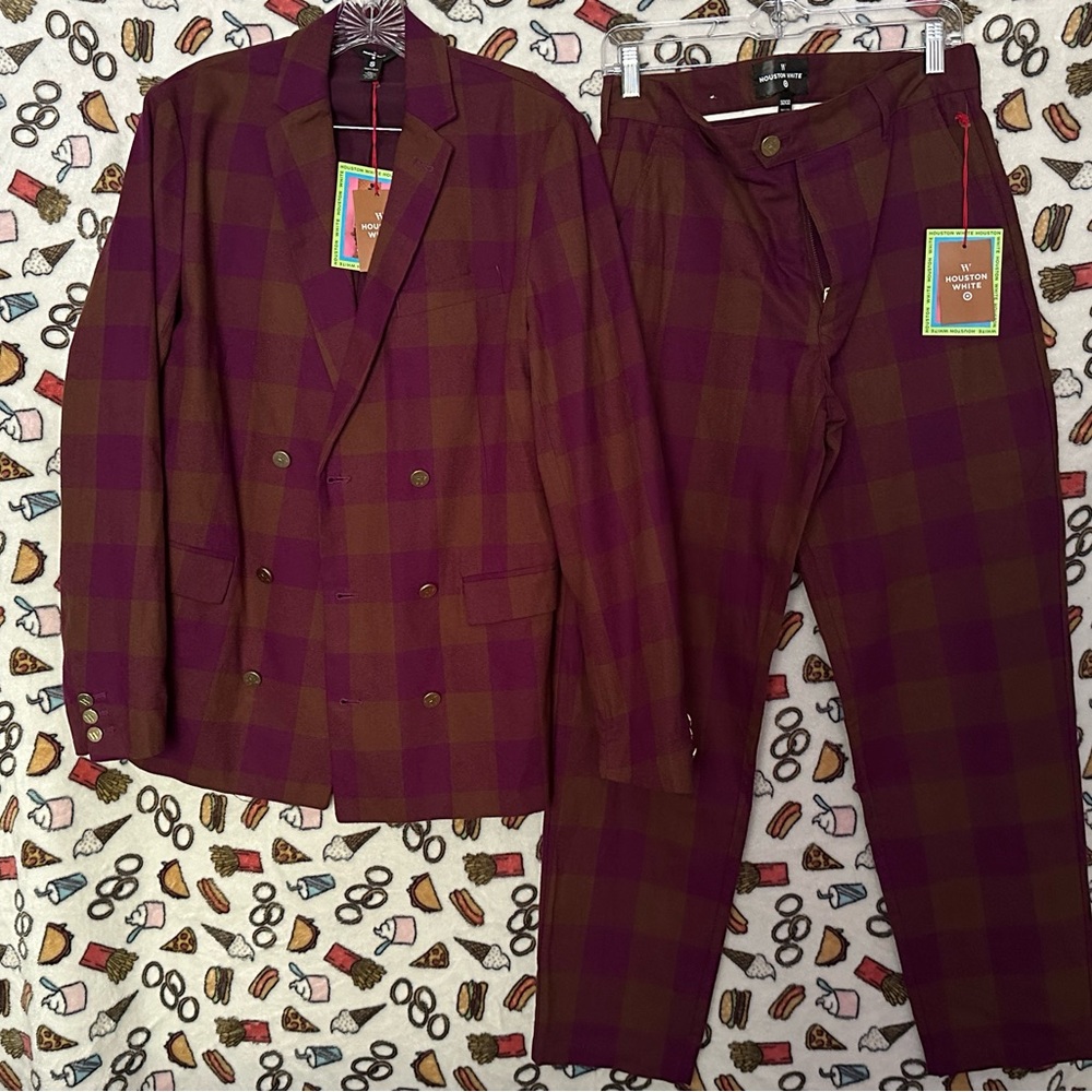 Houston White menswear Double Breasted suit. May be worn by women. NWT